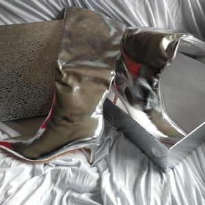 Silver boots new in box size 8 wide